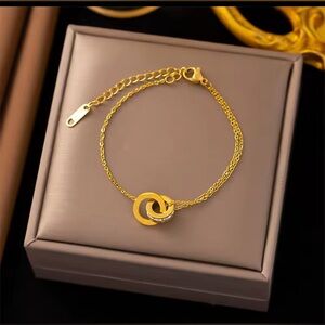 18k Gold Plated stainless steel Double Circle Bracelet